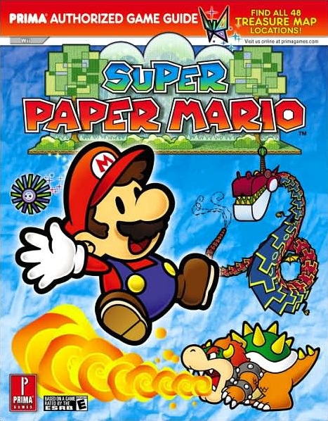 Cover of the Prima Super Paper Mario Nintendo Players Guide, links to an archived pdf of it!